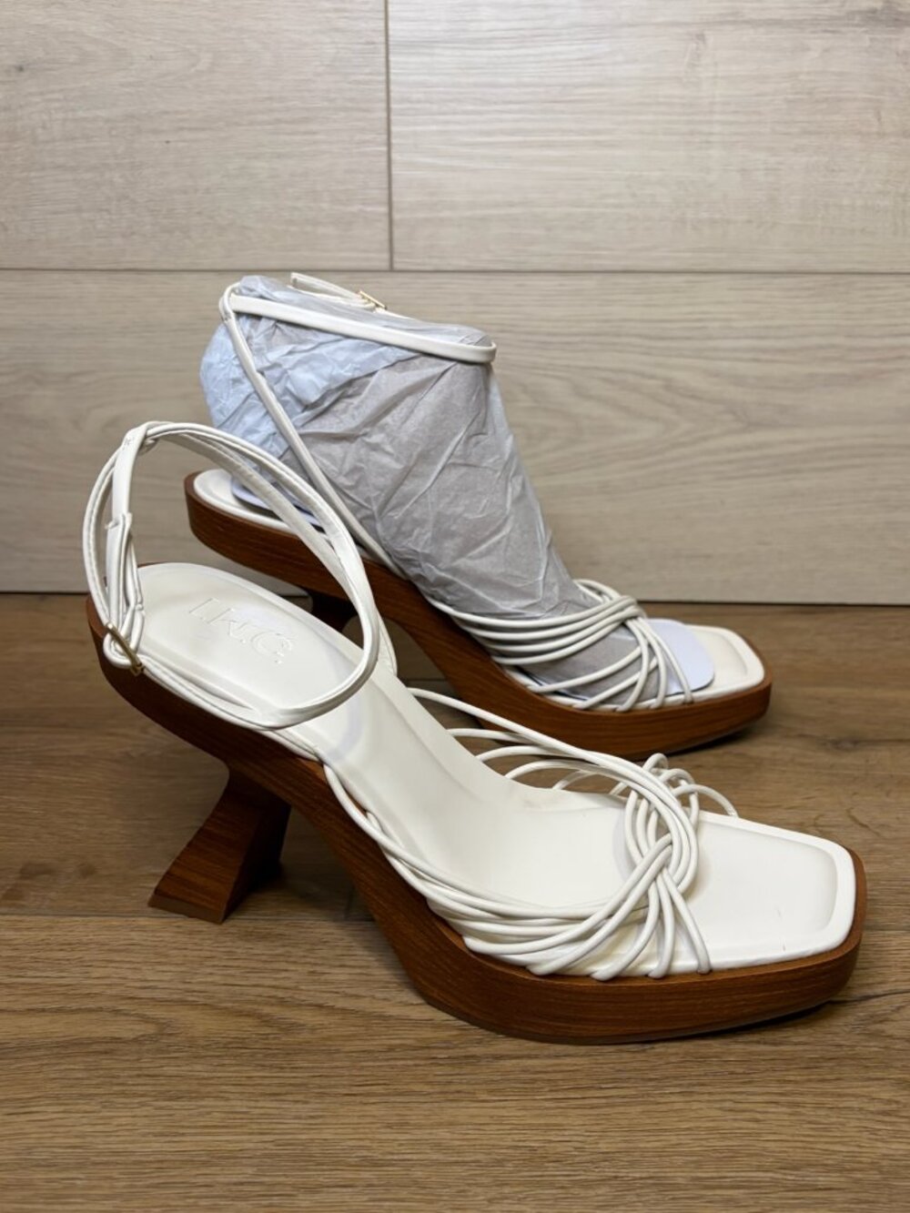 INC International Concepts Rashel Strappy Heels Creme Size 10M